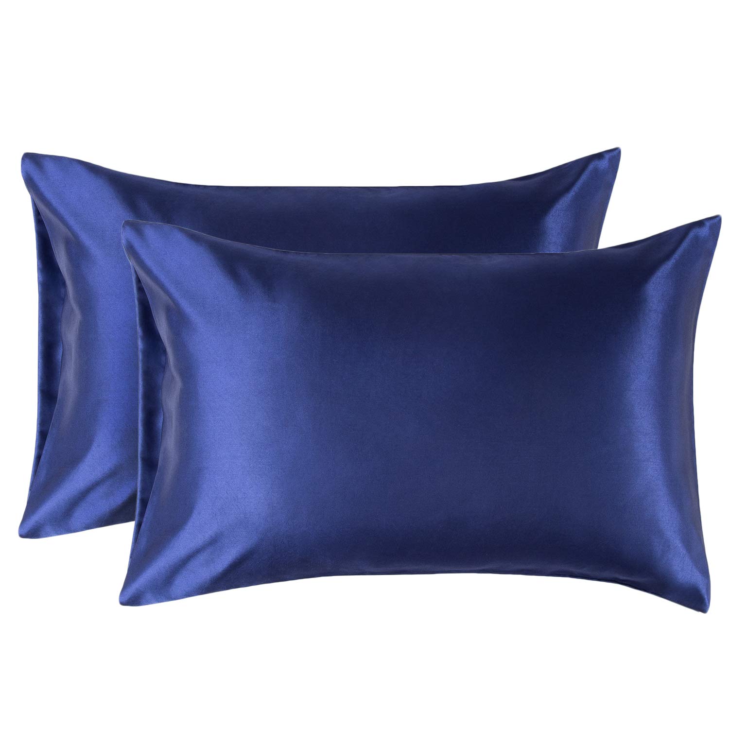 Bedsure Satin Kissenbezüge 40 x 80 cm Navyblau 2 Stück Kopfkissenbezüge aus hochwertige
