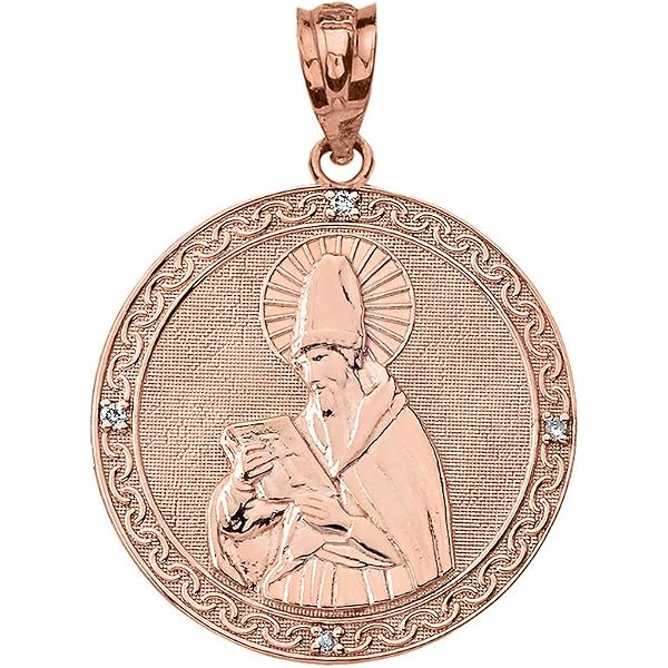 Solid 10k Gold St. Anthony Of Padua Medal Pendant With Diamonds | 1.17 Inch, Engravable