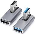 AIYEEN 90 Degree USB3.0 Adapter (2 Pack), Left Angle and Right Angle 3.0 USB A Male to Female Converter Extender for PC, Lapt