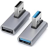AIYEEN 90 Degree USB3.0 Adapter (2 Pack), Left Angle and Right Angle 3.0 USB A Male to Female Converter Extender for PC, Lapt