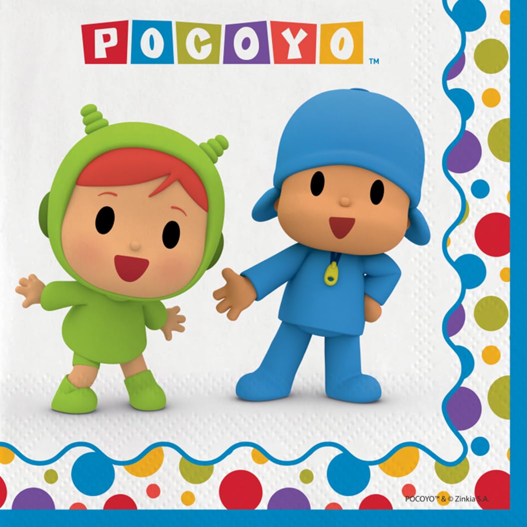 0923 Pack of 20 Pocoyo and Nina Paper Napkins; Ideal for Parties and Birthdays