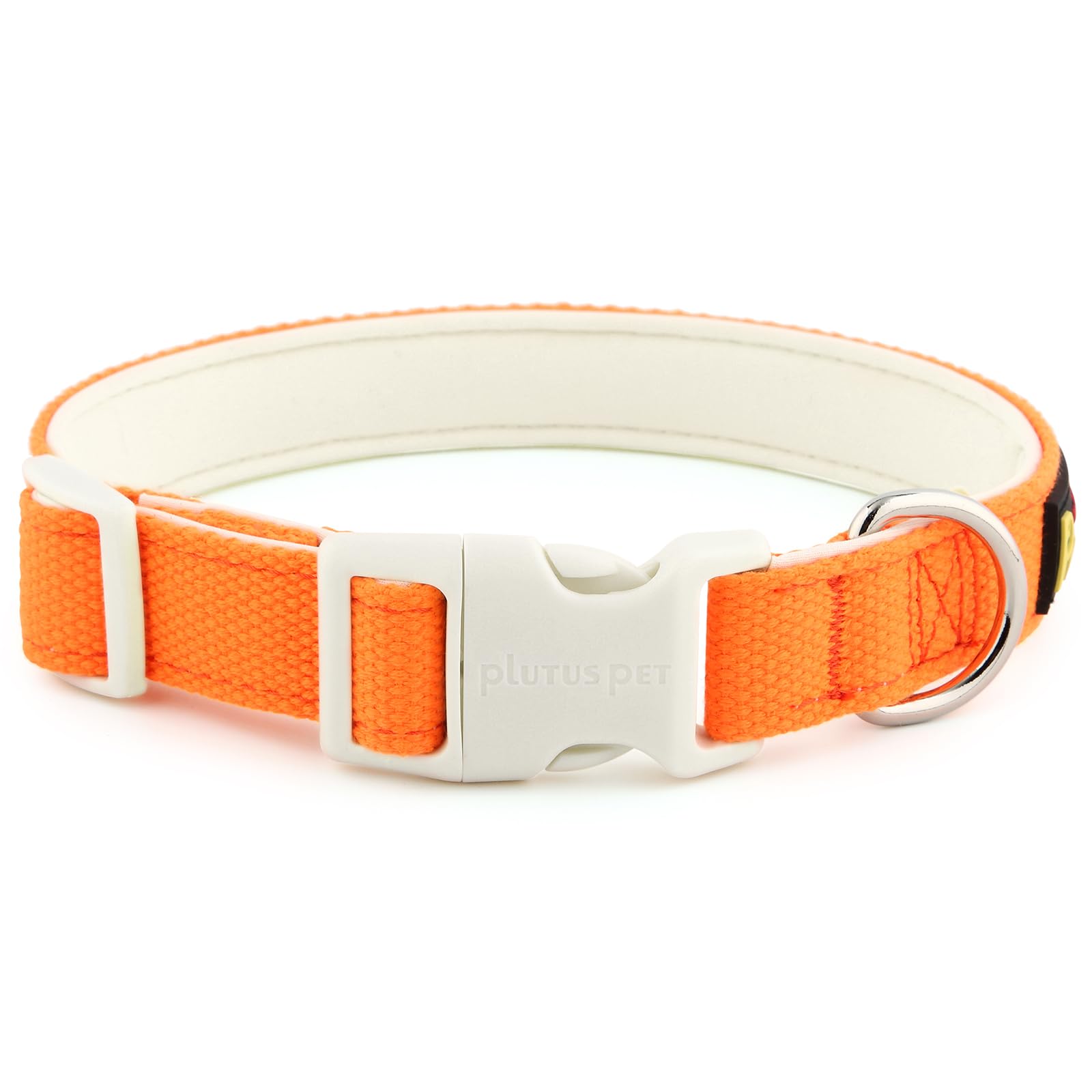 Plutus Pet Cotton Dog Collar, Heavy Duty Collar with Soft Padding, Adjustable and Comfortable for Small Medium and Large Dogs, Orange, XS