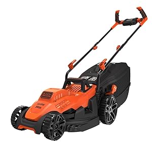 Black+Decker Electric 1400-Watt Lawn Mower with Bike Handle (Red and Black)