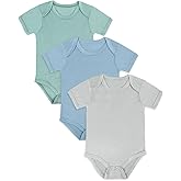 Ekkimy Bamboo Rayon Baby Bodysuit,Short Sleeve Bodysuits Solid Color Outfits for Infant Boys Girls Soft Clothes