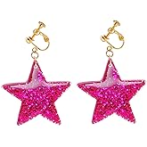 MOKAVIKY 25 Pink Star Clip On Earrings: Zinc, Star, Clip-on, Earring
