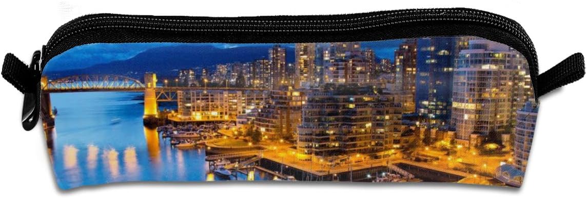 City Night Vancouver Canada Sunset Sky Pencil Case, Cosmetics Makeup Bag Pen Box Storage Pouch School Supplies Office Stuff Stationery Case