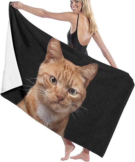 Amazon オレンジ色の猫 バスタオル 速乾タオル ビーチタオル ぜいたく ファッション 吸水速乾 抗菌防臭 薄くて軽い 運動タオル スイムタオル バスタオル ホーム キッチン オンライン通販