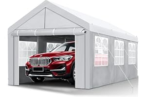 SNENBLUME Carport, Heavy Duty 10x20 Carports, UV Protection & Waterproof Canopy Tent, Elegant Design, Multifunctional Outdoor Use for Events & Car Protection (White)