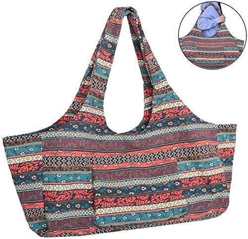 Fnoko Bohemian Yoga-Mat-Tote Storage Bag Pilates Clothing and Gym Accessories Carrier Large Capacity