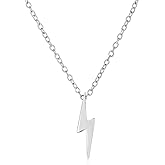 Bling Jewelry Geometric Zig Zag Flash Electrify CZ Lightning Bolt Dangle Stud Earrings Pendant Necklace for Women & Teens Yellow Rose Gold Plated .925 Sterling Silver