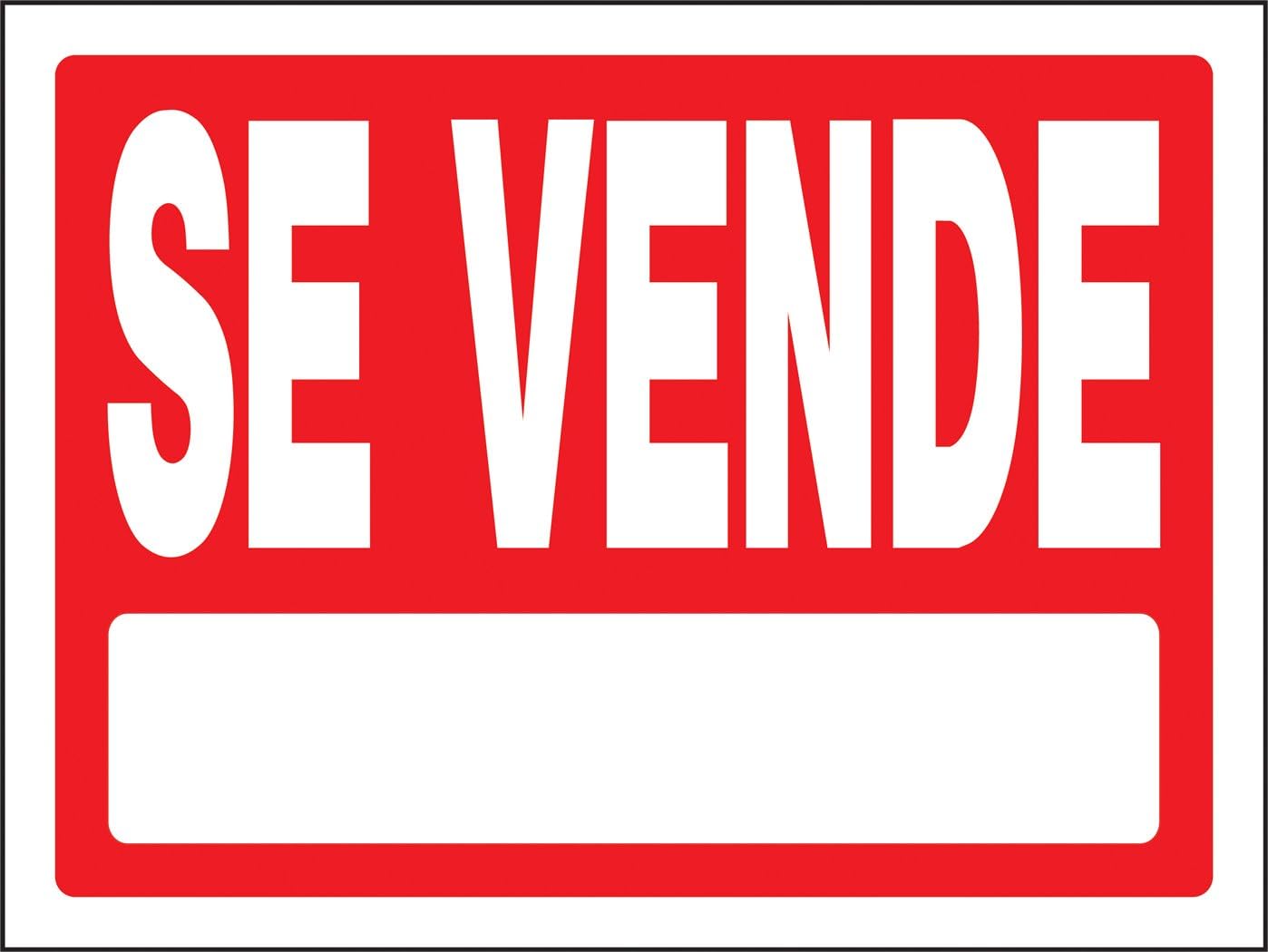 Hillman 848855 Se Vende Spanish Sign with Space for Fill