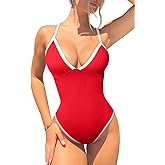 OQQ Women's One Piece Swimsuit Tummy Control V Neck Bathing Suits 2025 Trendy