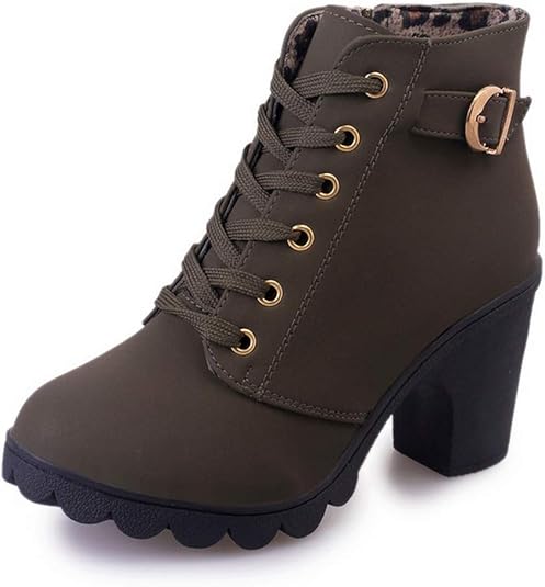 platform ankle boots thick heel
