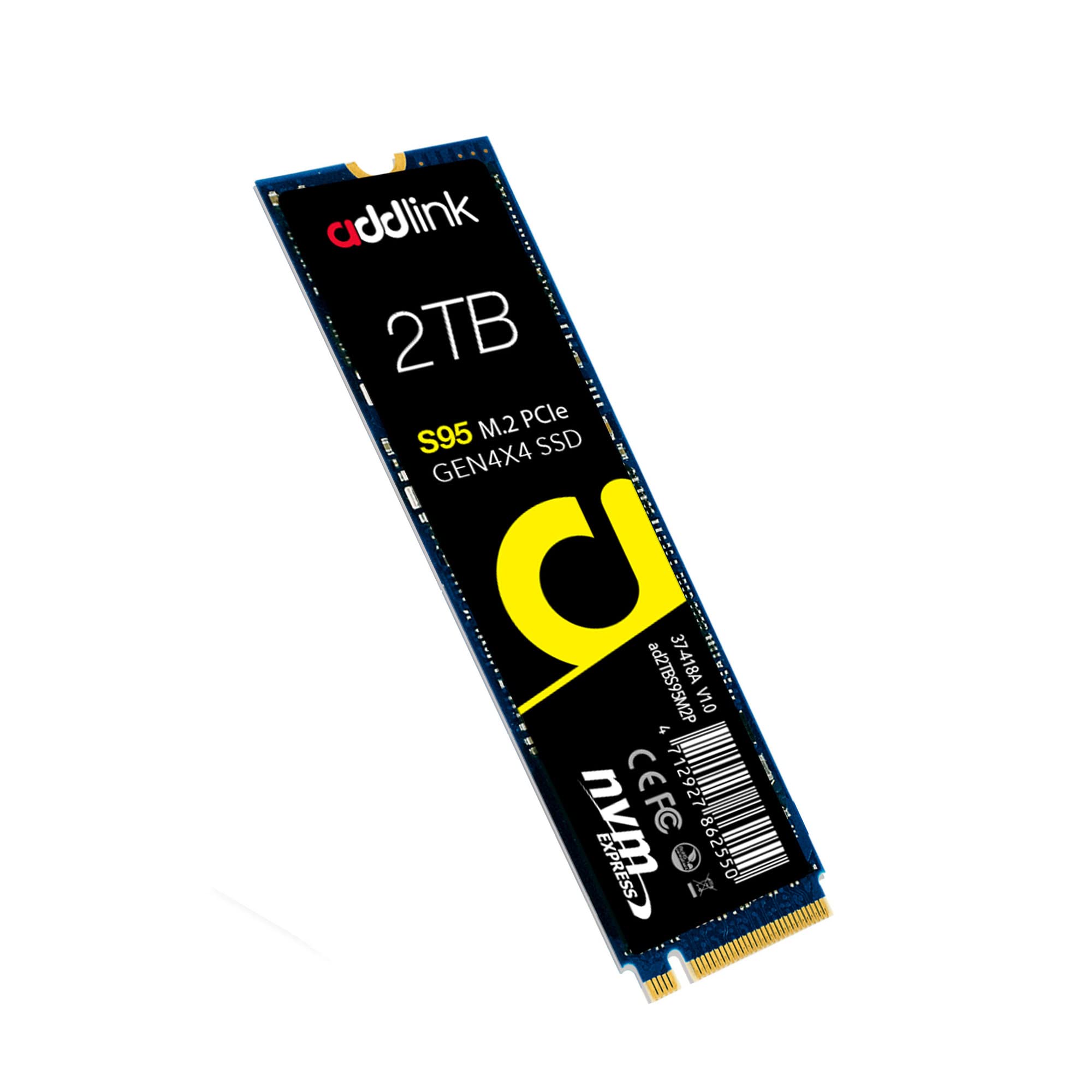 addlink S95 2TB SSD M.2 2280 PCIe Gen4 NVMe 1.4, Up to 7200 MB/s, High Performance 3D TLC NAND Internal Solid State Drive - for Intense Workloads, AI PC SSD