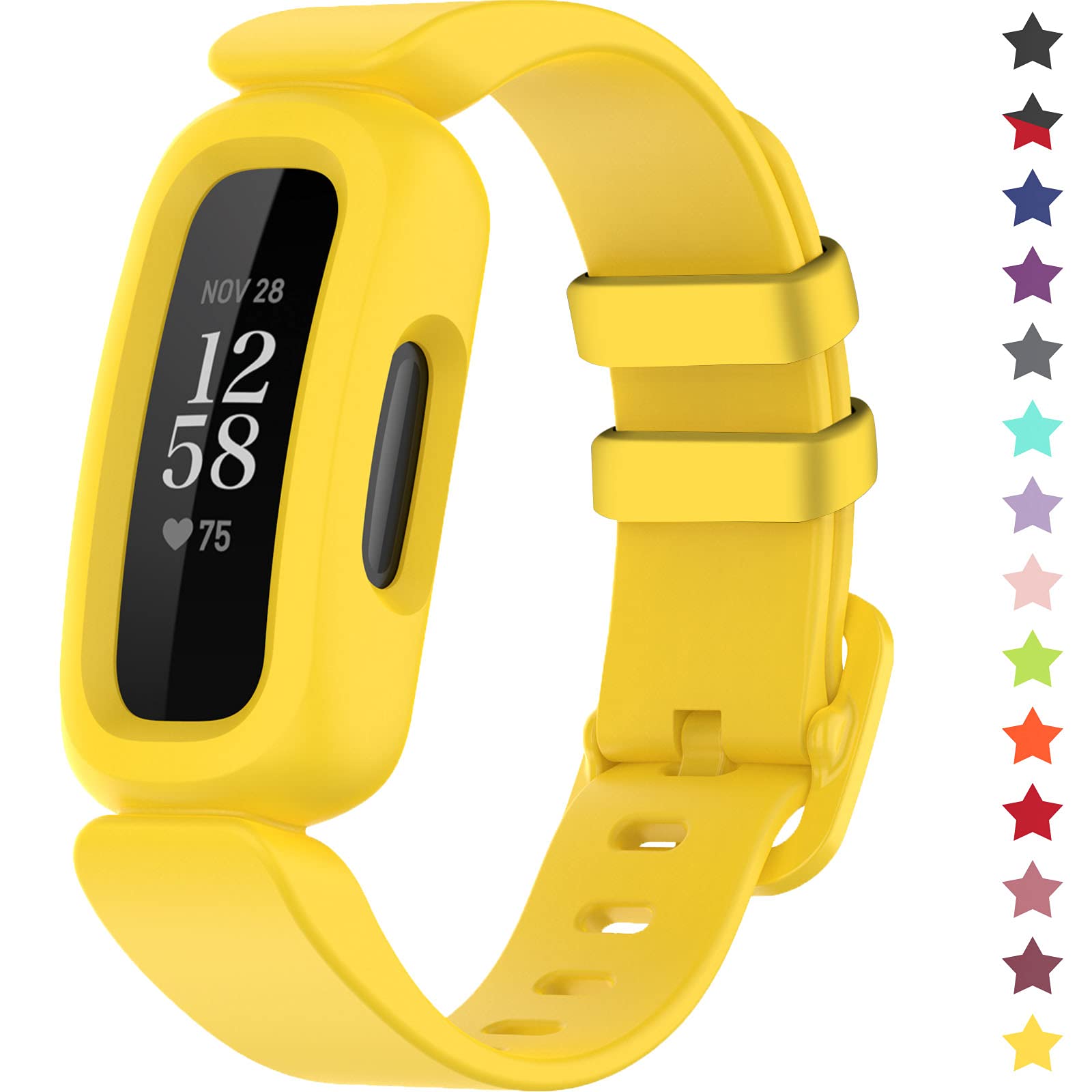 TopPerfekt Straps Compatible with Fitbit Ace 3 for Kids, Soft Silicone Waterproof Bracelet Accessories Sports Watch Strap Replacement for Fitbit Inspire 2/Ace 3 Boys Girls (Yellow)