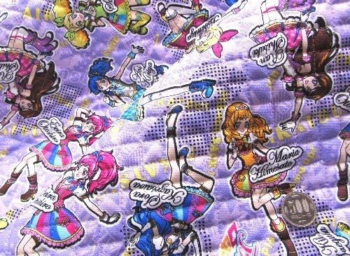Amazon 40cm単位で販売 ｑ キルト キャラクター キルティング 生地 アイカツ 柄番号３ パープル キャラクター キルティング生地 ハギレ ピロル 布 生地 通販