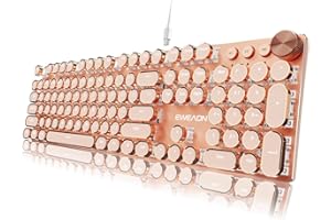 EWEADN Typewriter Style Mechanical Gaming Keyboard, Wired Mechanical Keyboards,104 Keys Backlit LED Keyboards, Media Control 