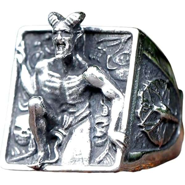 Devil Horn Skull Grim Reaper Gothic Biker Ring – Men's Silver-Tone Zinc Alloy