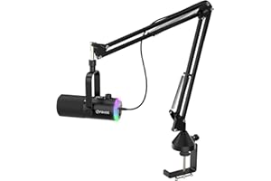 FDUCE USB/XLR Gaming Microphone kit, Dynamic PC Mic for Podcasting Streaming, Computer RGB Mic Kit with Boom Arm Stand, Mute Button and Headphone Jack, for Recording, Vocal Voice-Over (D30+)