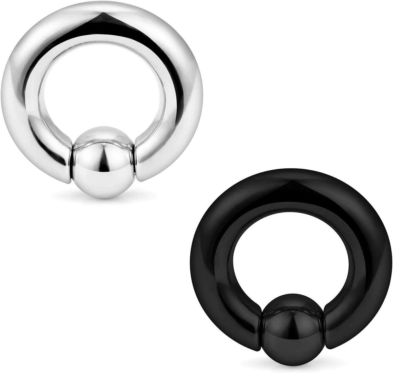 2PCS PA Ring Internally Threaded Captive Bead Rings Spring Action CBR Monster Screwball Rings 316L Surgical Steel Pierced Body Jewelry 2G 4G 6G 8G