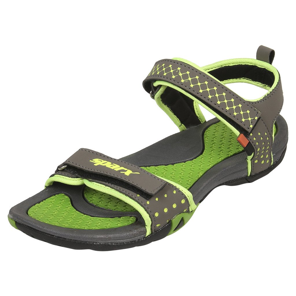 sparx women's ss0803l series drak grey fluorescent green synthetic casual sandal
