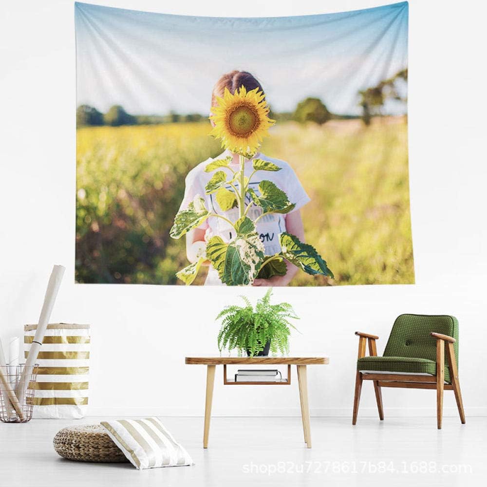 Amazon Com Tapestry Wall Hanging Psychedelic Sunflower With Girl In Field Aesthetic Landscape Hippie Trippy Bohemian Indian Artwork Print Large Size Modern Decor For Bedroom Men Living Room 2x240cm 87x95inch Furniture Decor