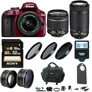 Amazon.com : Nikon D3400 DSLR Camera (Red) & 18-55 & 70