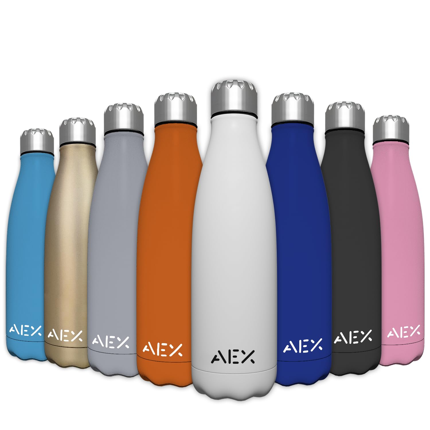 AEX Insulated Water Bottle 500ml | Double Wall Vacuum Stainless Steel Drinking Bottle | Leakproof Thermal Sports Travel Flask | Reusable Hot Cold Metal Bottle