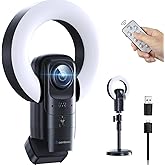 Combess 4K Webcam with Light, Streaming Camera with Microphone, Plug and Play, USB HD Computer Web Cam, 1080P Auto-Focus, 73°FOV PC Camera for Zoom Skype Teams, Desktop, Black