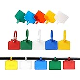 Helonge Cable Zip Tie with Tag,Wire Zip Ties with Label,100 Pcs Plastic Nylon Cable Ties,Multi Color Self-Locking Write on Tie Wraps