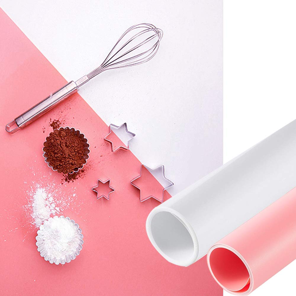 Selens Photography Backdrop PVC Background Vinyl 50x100CM White Pink 2pcs Kit Waterproof for Photo Studio Flat Lay Food Product Props Cosmetic Jewelry Shooting Video Youtube