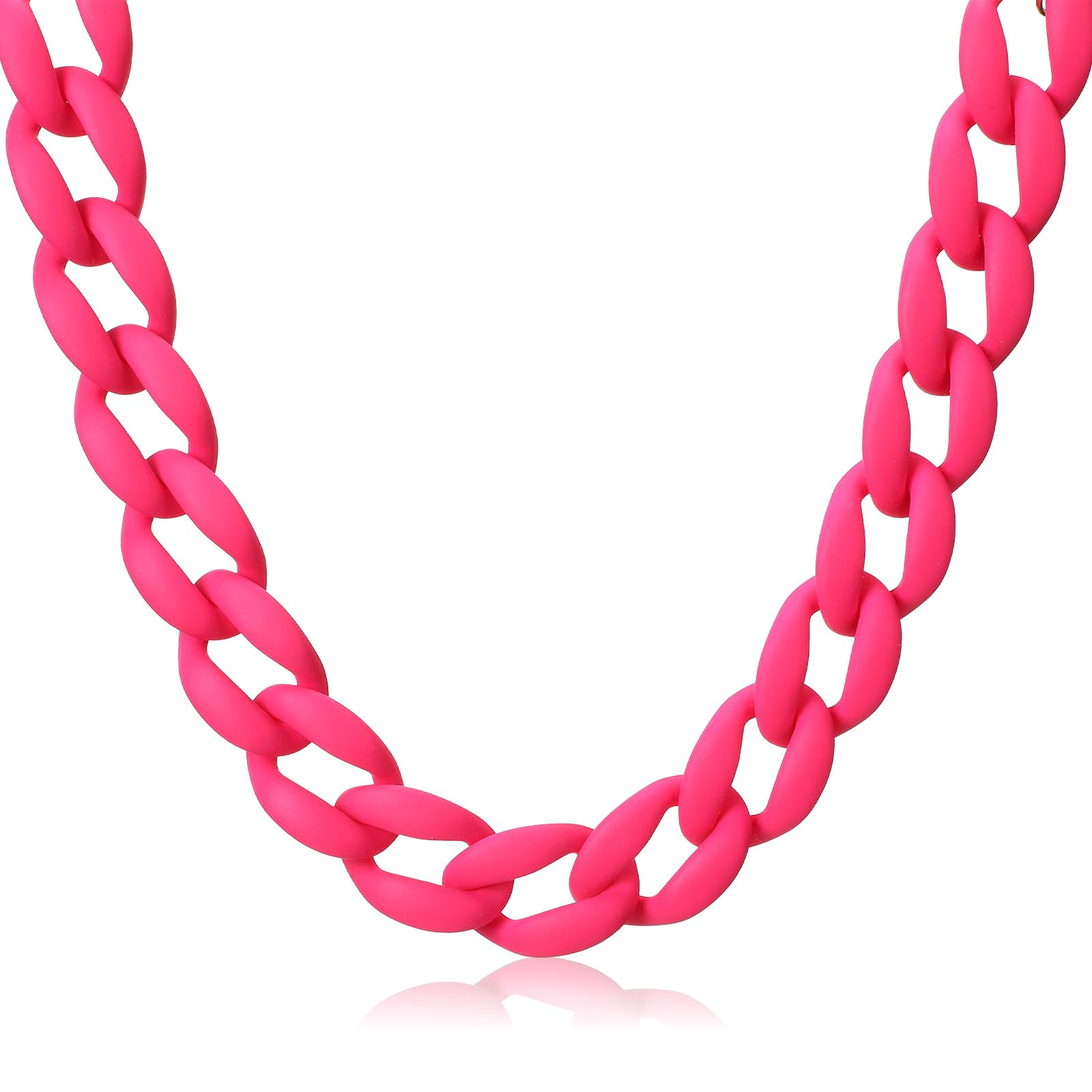 Photo 1 of Tondiamo Chunky Resin Link Chain Necklace Acrylic Choker Necklace Thick Statement Colorful Rock Music Chain for Women 80s Party Jewelry Gift(Hot Pink)