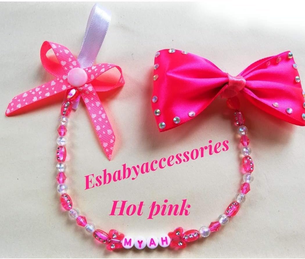 Personalised Baby Dummy Clips Bling Bow