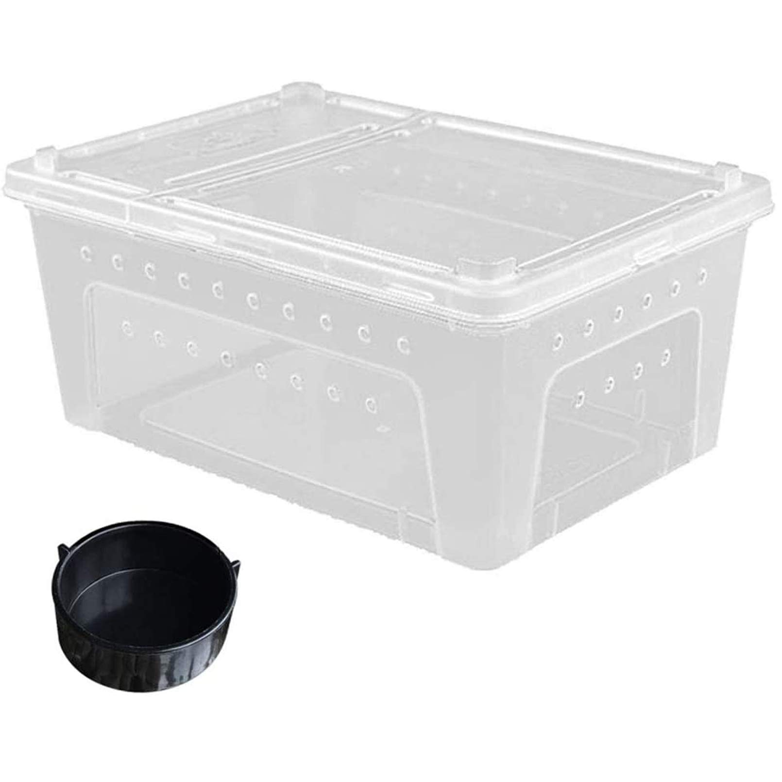 Photo 1 of Hamiledyi Reptile Feeding Box Lizard Tarantula Habitat Cage Hatching Container Snake Breeding Box Transparent Portable Plastic Mini Pet Houses for Scorpion Spider Frog