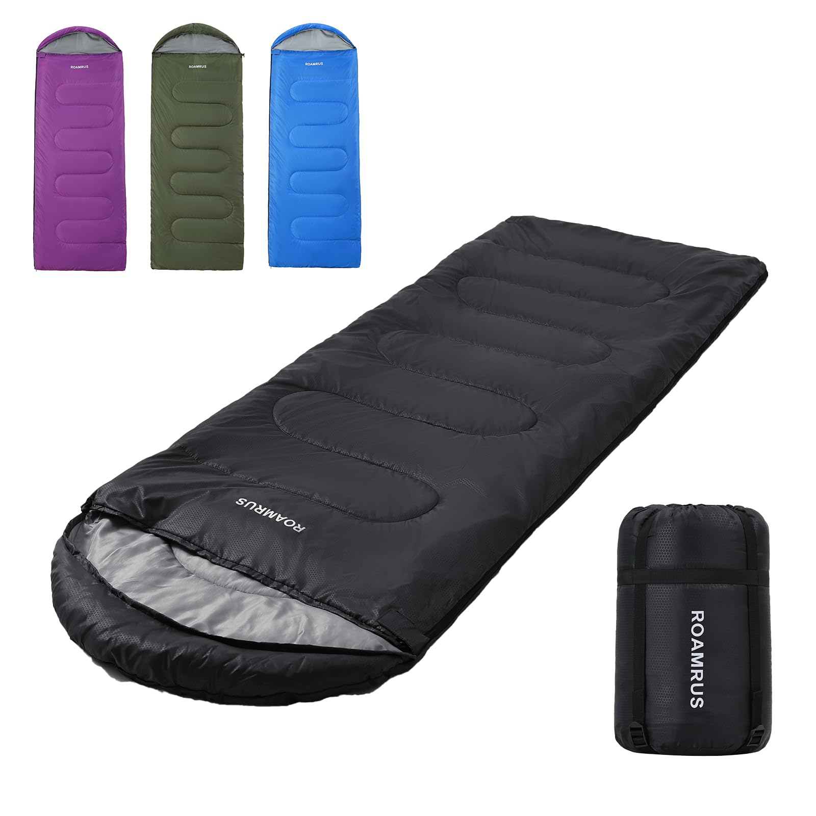 Photo 1 of ROAMRUS 3 Seasons Sleeping Bags for Adults, Portable, Waterproof, Lightweight, Warm, with Compression Sack for Outdoor & Indoor, Hiking, Camping, Cold Weather Sleeping Bag for Kids Girls, Boys, Mens