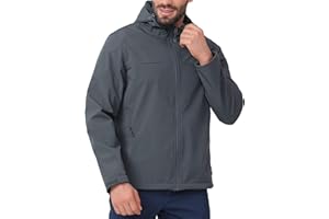 CAMEL CROWN Mens Softshell Jacket Fleece Lined Waterproof Windproof Lightweight Outerwear Full Zip Hiking Work Travel