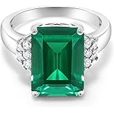 Gem Stone King 5-10 Cttw Gemstone Birthstone Engagement Ring For Women | 14X10MM Emerald Cut | 925 Sterling Silver | Wedding Anniversary Promise Ring | Available In Size 5, 6, 7, 8, 9