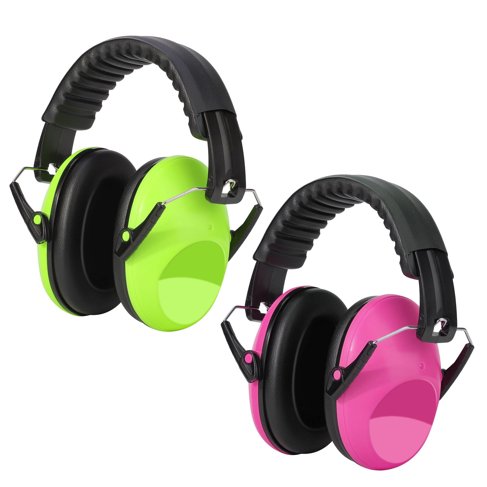 Kriogor Ear Defenders for Children 2 Pack 26dB SNR Noise Cancelling Headphones Hearing Protection Earmuffs,Soft Kids Ear Defenders Adjustable Ear Protector for Autism Airplane Study (Green & Rose Red) — image 1
