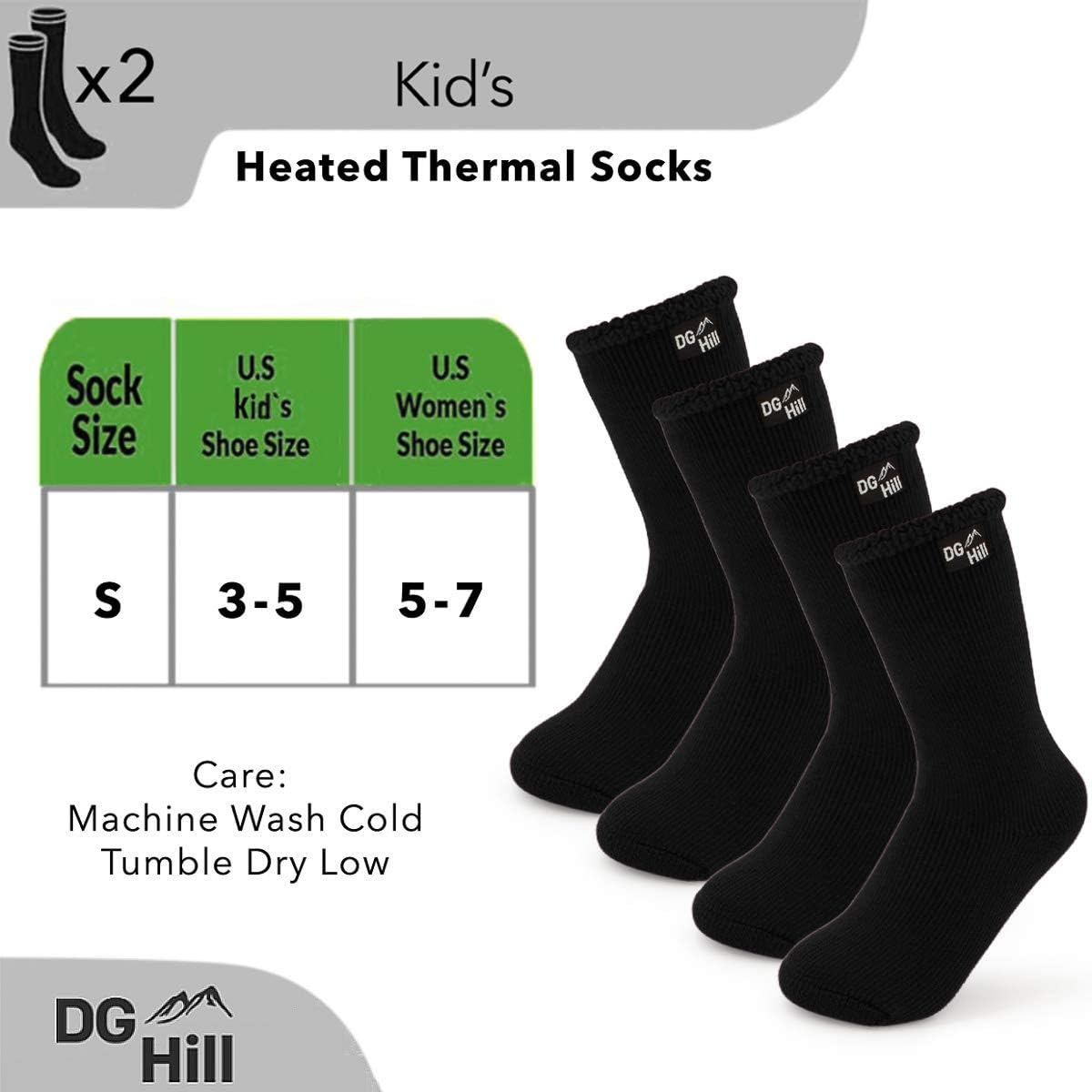 2 Pairs of Thermal Socks For Kids, Thick Heat Trapping Insulated Heated Boot Socks Pack Warm Winter Crew For Cold Weather: Clothing