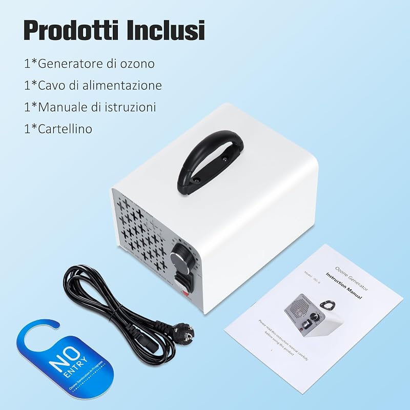 2 In 1 Generatore di Ozono 100,000mg/H, Ozonizzatore Purificatore d'aria a Ioni Niegativi Con Modalità Ozono e Ioni Negativi, Macchina Ozono per Casa Con 120 Min Timer per Auto e Particolato — foto 8 di 8