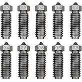 ULXIOM 10 Pcs Hardened Steel Nozzle Fit for Anycubic Kobra 3 3D Printer, M6 Thread, 0.2 mm 0.4 mm 0.6 mm 0.8 mm, Quick-Swap High Flow