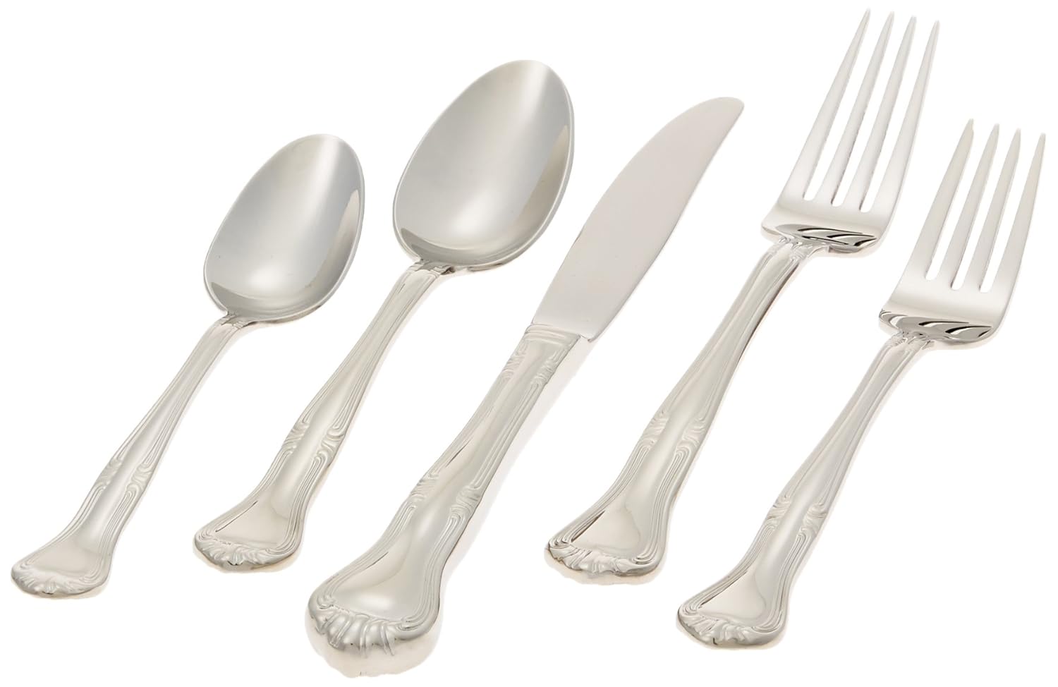 Gorham Valcourt Stainless Flatware 5 Piece Place Setting , Silver -