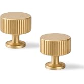 Urnew 1.1" Solid Brass Cabinet Knobs, Brushed Gold 5-Pack | Solid Brass, Rust-Resistant | For Kitchen Cabinets | Bathroom &amp; Dresser | Wardrobe &amp; Closet | Round Knob, Easy Install
