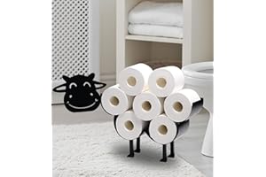 EUIROET Animal Paper Holders,Black Cows Toilet Paper Roll Holder,Funny Cows Animals Stand & Wall Mounted Paper Holders Storage for Bathrooms Kitchen Toilet Tissue 8 Rolls-Cows Art Decoration