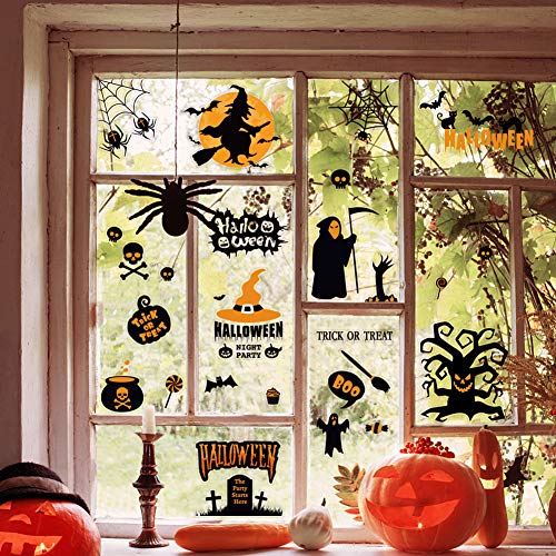 192PCS Halloween Window Clings, Halloween Window Stickers for Home Holiday Decor, 12sheets