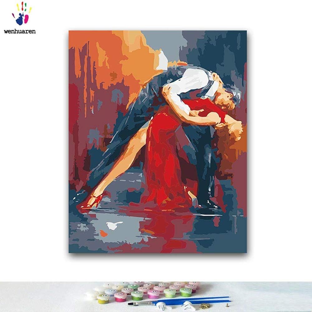 Paint by Number Kits Canvas DIY Oil Painting for Kids, Students, Adults Beginner with Brushes and Acrylic Pigment -Argentine Double Dance Tango National Standard Dance (5969, 28x36 no Frame)