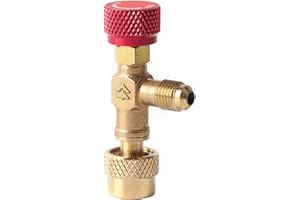 Refrigerant Valve R410A Flowing Control Valve 1/4in-5/16in Brass Refrigeration Charging Safety Adaptor for Charging Hose Air 