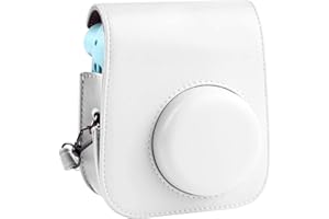 SAIKA Protective & Portable Case Compatible with Fujifilm for Instax Mini 12/11 Instant Camera with Accessories Pocket and Adjustable Strap. (Ice White)