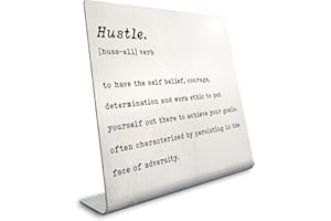 VIZUZI Hustle Definition Desk Sign, Inspirational Office Decor for Boss, Women, Daughter, Son, Coworker, Manager, Teacher, Boss Lady, Men, Positive Messages Plaque for Desk Sink Cubicle Shelf Decor DS-4