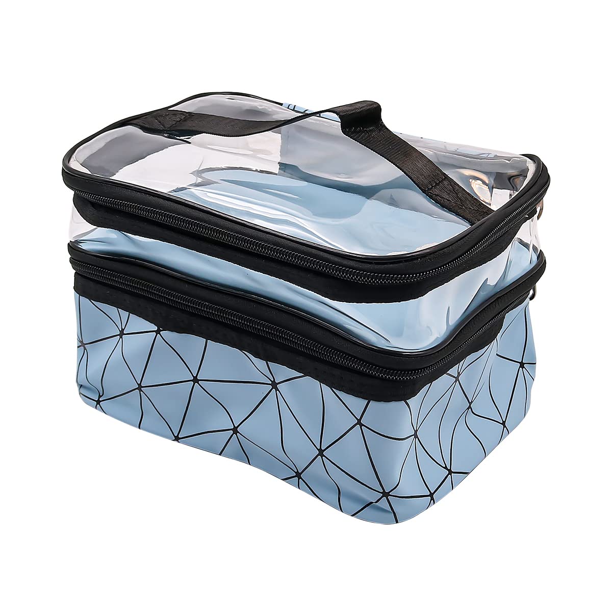 Alnicov Makeup Bags Double Layer Cosmetic Bag Travel Toiletry Bags for Men and Women (Blue)